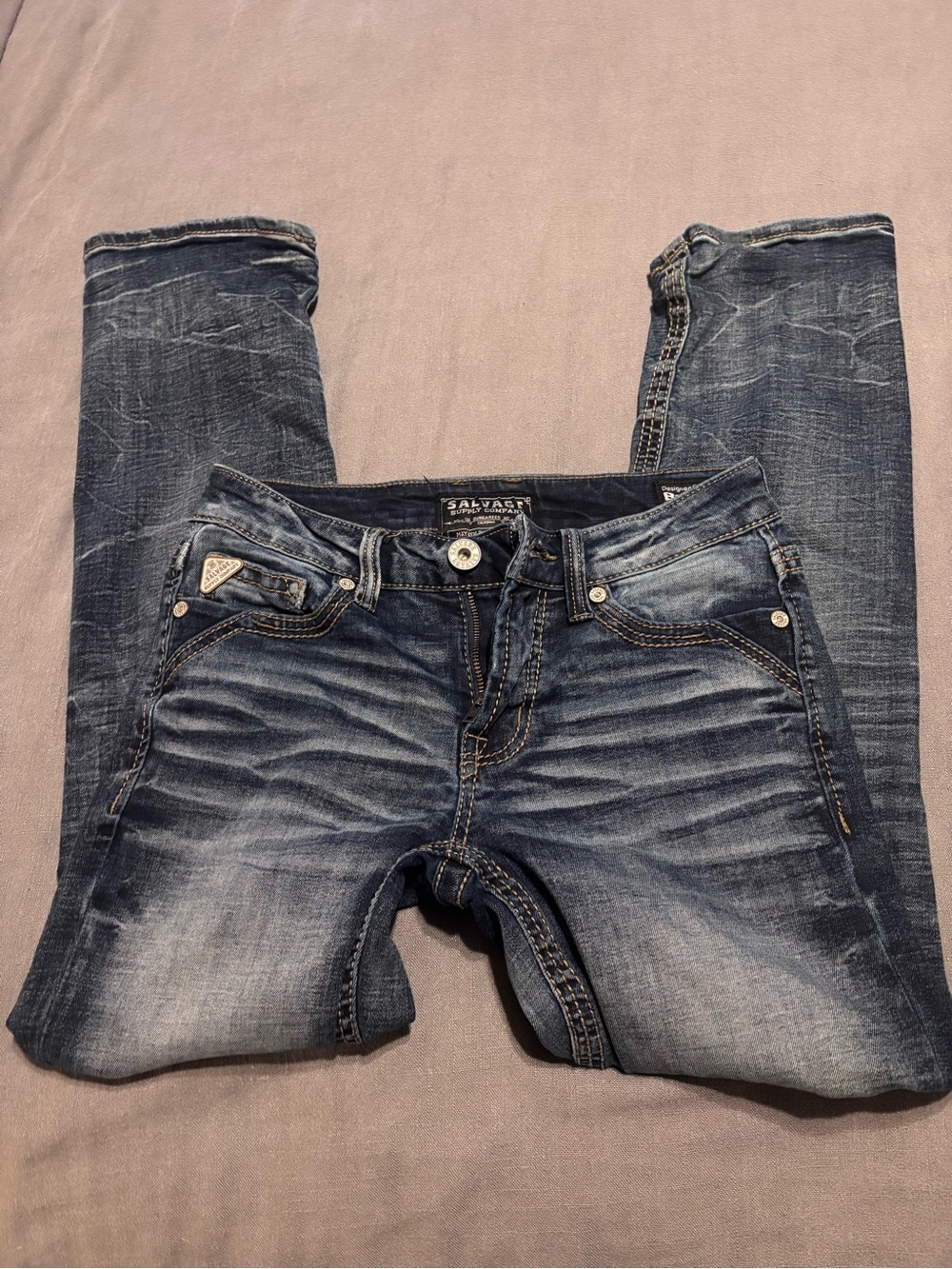 Salvage Dark Blue Washed Mens Jeans